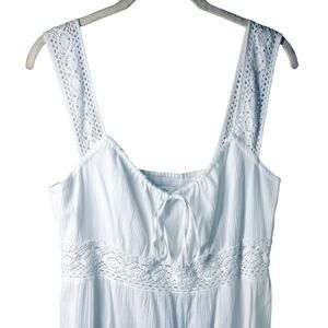 Ann Taylor LOFT NEW Size 8 Crochet Eyelet Tie Top Tiered White Midi Dress